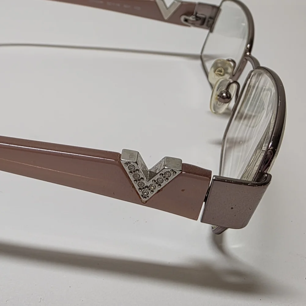Authentic Valentino V2102R 601 Crystal V Pink Eyeglass Frames 52-16-135 Italy